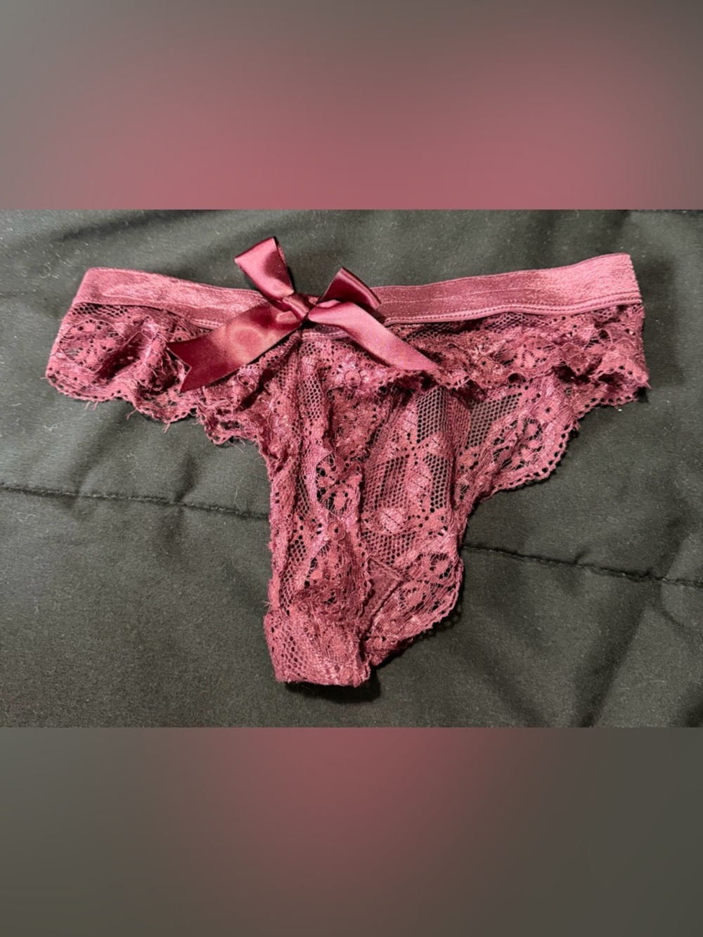 Silky Red Bow Womens Thong Underwear